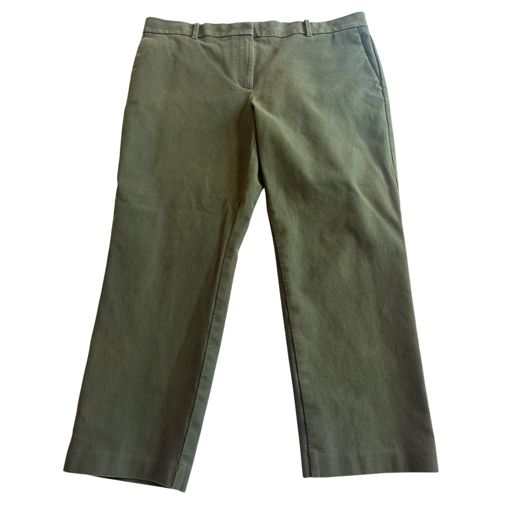 Ann Taylor Women Ankle Dress Pants 14 Olive Green Trousers Career Office Stretch